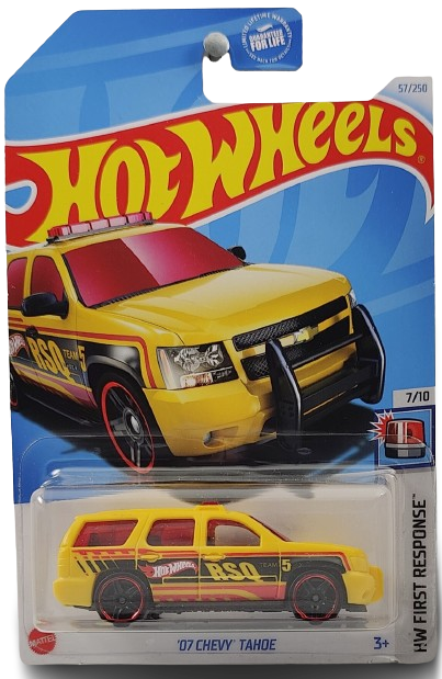 Hot Wheels 2024 - Collector # 057/250 - HW First Response 7/10 - '07 Chevy Tahoe - Yellow / RSQ - USA Card