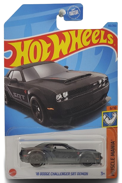 Hot Wheels 2023 - Collector # 151/250 - Muscle Mania 06/10 - '18 Dodge Challenger SRT Demon - Black - USA