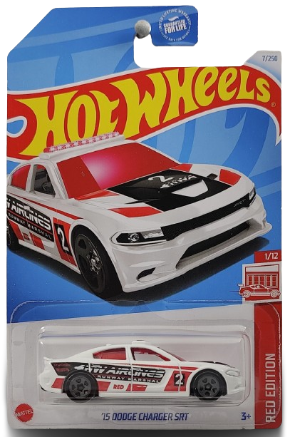 Hot Wheels 2024 - Collector # 007/250 - Red Edition 1/12 - '15 Dodge Charger SRT - White - Target Exclusive - USA Card