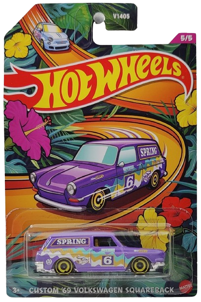 Hot Wheels 2024 - Theme / Easter / Spring 5/5 - Custom '69 Volkswagen Squareback - Purple - Aero Disc Wheels - Spring Card