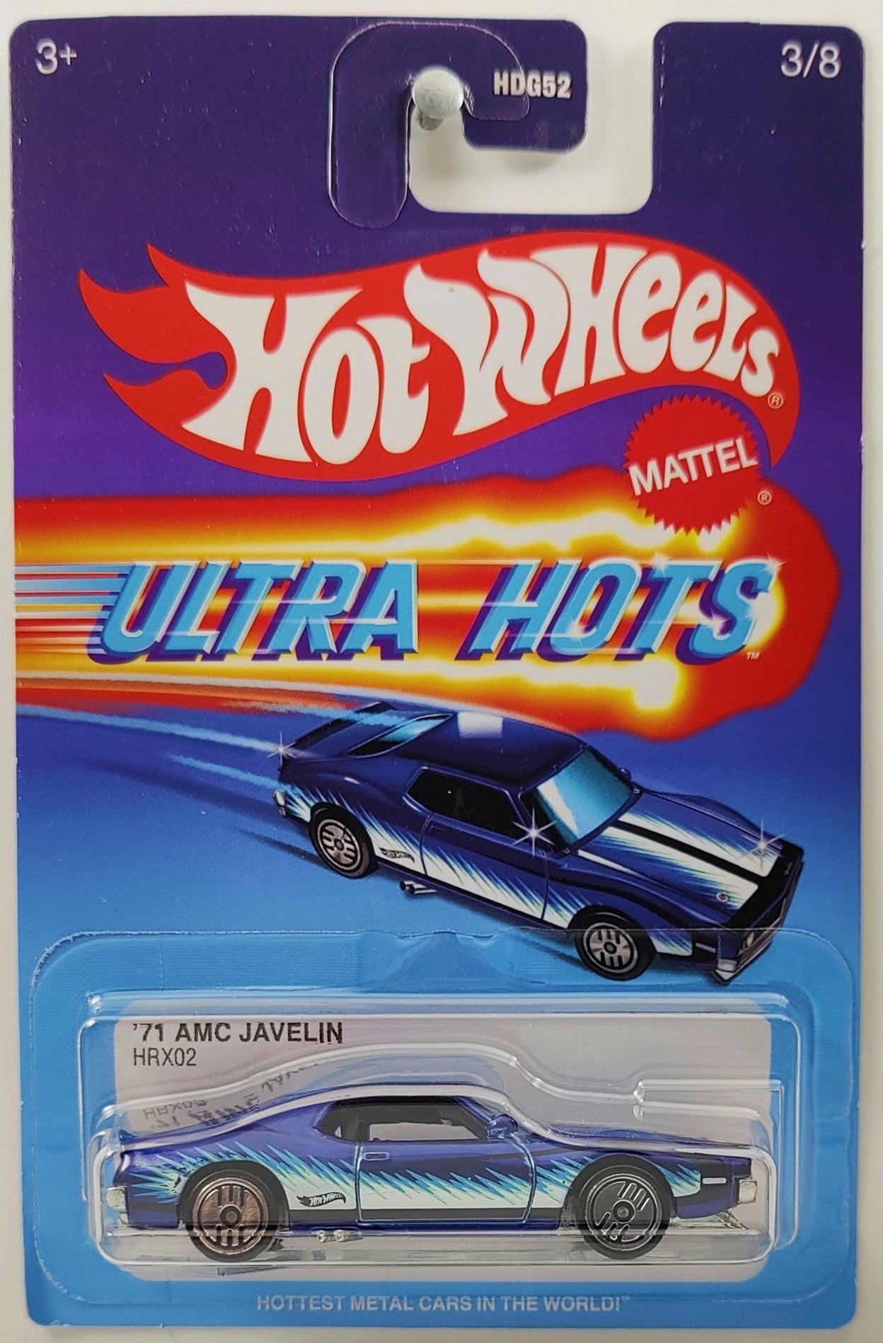 Hot Wheels 2024 - Ultra Hots 3/8 - '71 AMC Javelin - Spectraflame Blue - UH Wheels - Target Exclusive - Retro Ultra Hots Blister Card