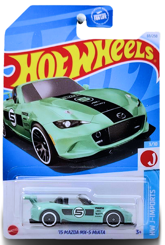 Hot Wheels 2024 - Collector # 069/250 - HW J-Imports 3/10 - '15 Mazda MX-5 Miata - Pale Green / #5 - USA Card