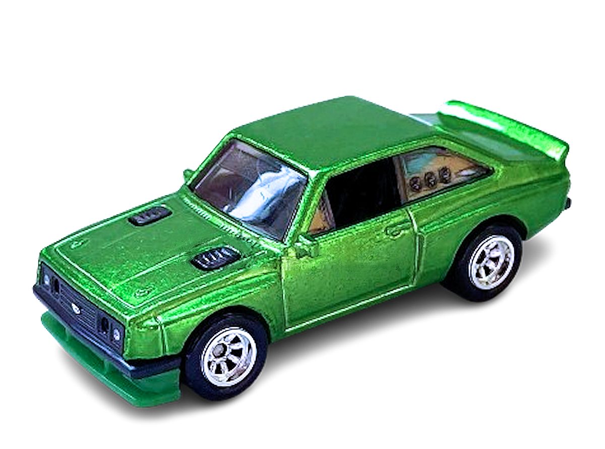 Hot Wheels 2024 - Collector # 023/250 - Factory Fresh 1/10 - SUPER Treasure Hunt - Ford Escort RS2000 - Spectraflame Neon Green / TH Logo on Rear - Real Rider 8 Spoke Wheels - International Card