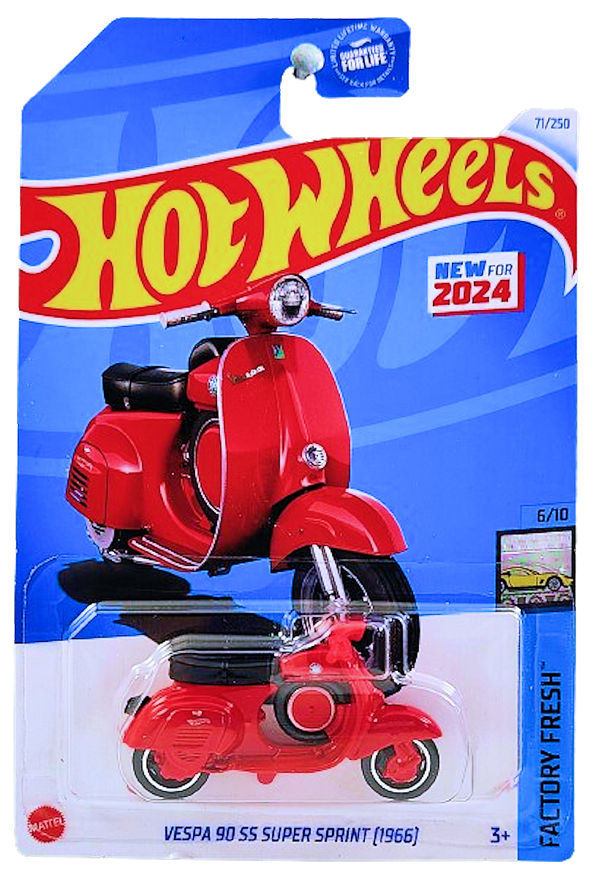 Hot Wheels 2024 - Collector # 071/250 - Factory Fresh 6/10 - Vespa 90SS Super Sprint (1966) - Red - USA Card