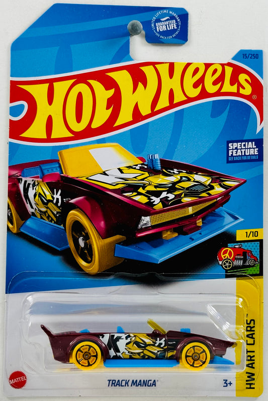 Hot Wheels 2023 - Collector # 015/250 - HW Art Cars 01/10 - Track Manga - Burgandy - USA