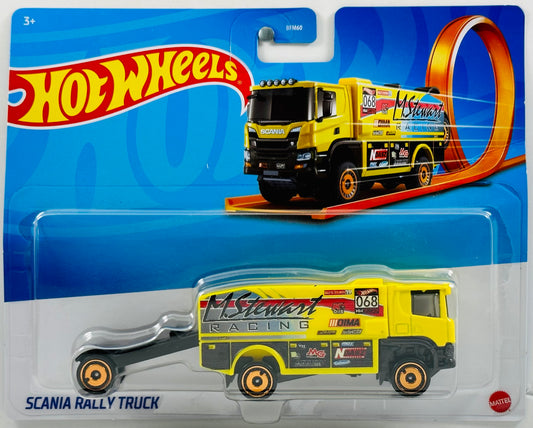 Hot Wheels 2022 - Track Stars Haulers - Scania Rally Truck - Yellow - M. Stewart Racing