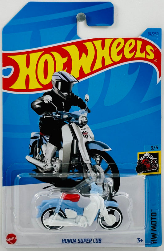 Hot Wheels 2023 - Collector # 087/250 - HW Moto 03/05 - Honda Super Cub - Light Blue & White / Red Seat - IC