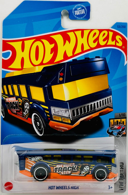 Hot Wheels 2023 - Collector # 053/250 - HW Metro 01/10 - Hot Wheels High - Dark Blue -  'Hot Wheels Track Team' - USA