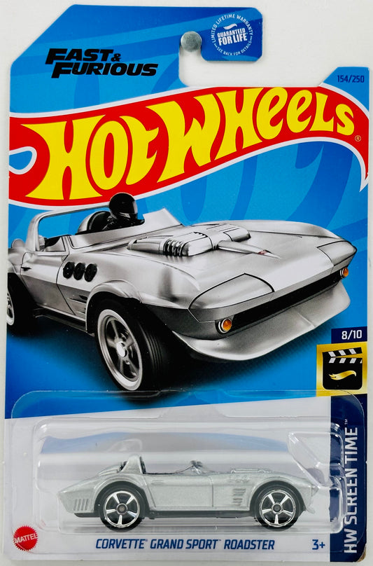 Hot Wheels 2023 - Collector # 154/250 - HW Screen Time 08/10 - Corvette Grand Sport Roadster - Sliver - Fast & Furious - USA