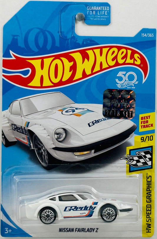 Hot Wheels 2018 - Collector # 154/365 - HW Speed Graphics 09/10 - Nissan Fairlady Z - White / GReddy - FSC