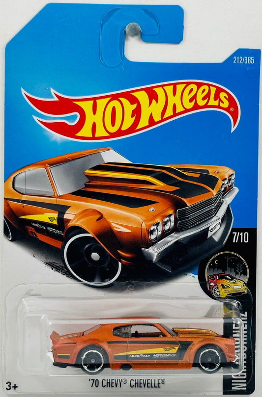 Hot Wheels 2017 - Collector # 212/365 - Nightburnerz 07/10 - '70 Chevy Chevelle - Satin Brown - IC