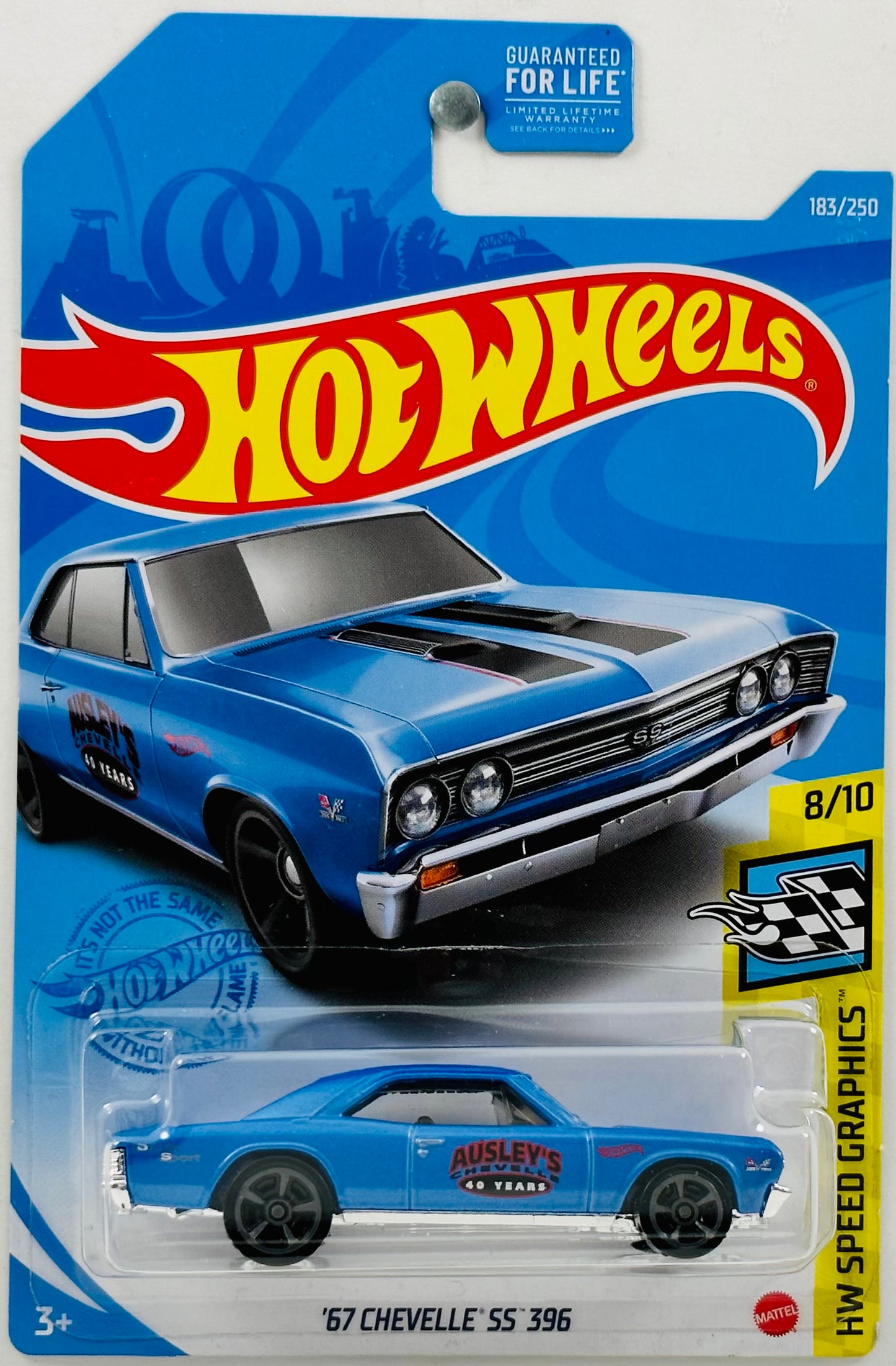 Hot Wheels 2021 - Collector # 183/250 - HW Speed Graphics 08/10 - '67 Chevelle SS 396 - Blue - 'Ausley's Chevelle 40 Years' - USA