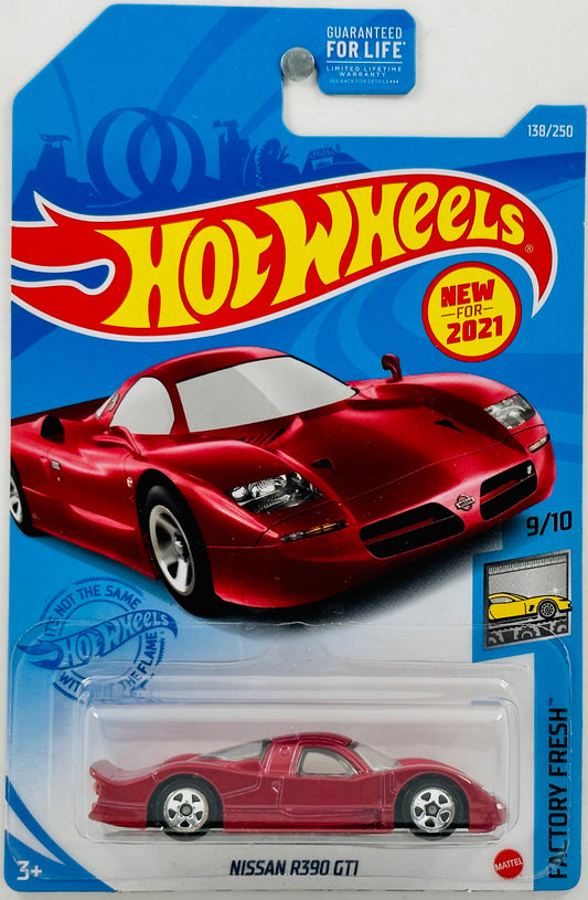 Hot Wheels 2021 - Collector # 138/250 - Factory Fresh 09/10 - New Models - Nissan R390 GT1 - Red - USA