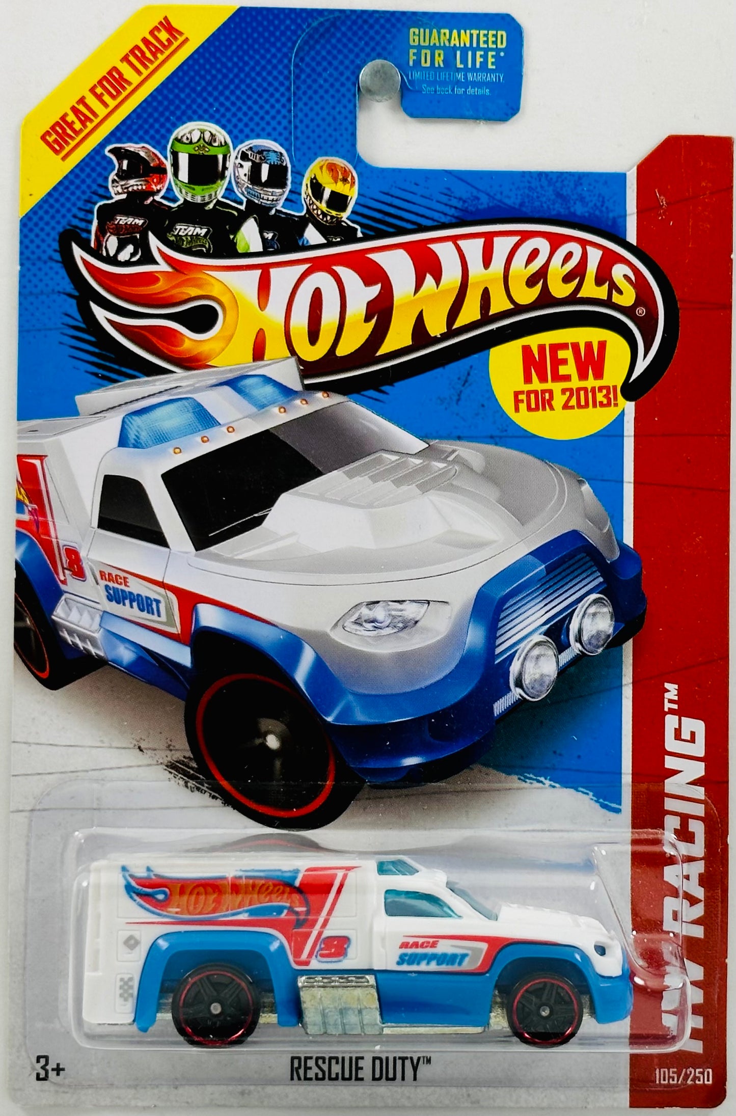 Hot Wheels 2013 - Collector # 105/250 - HW Racing: Race Team - New Models - Rescue Duty - White - 'Race Support' / '8' - Great for Track - USA