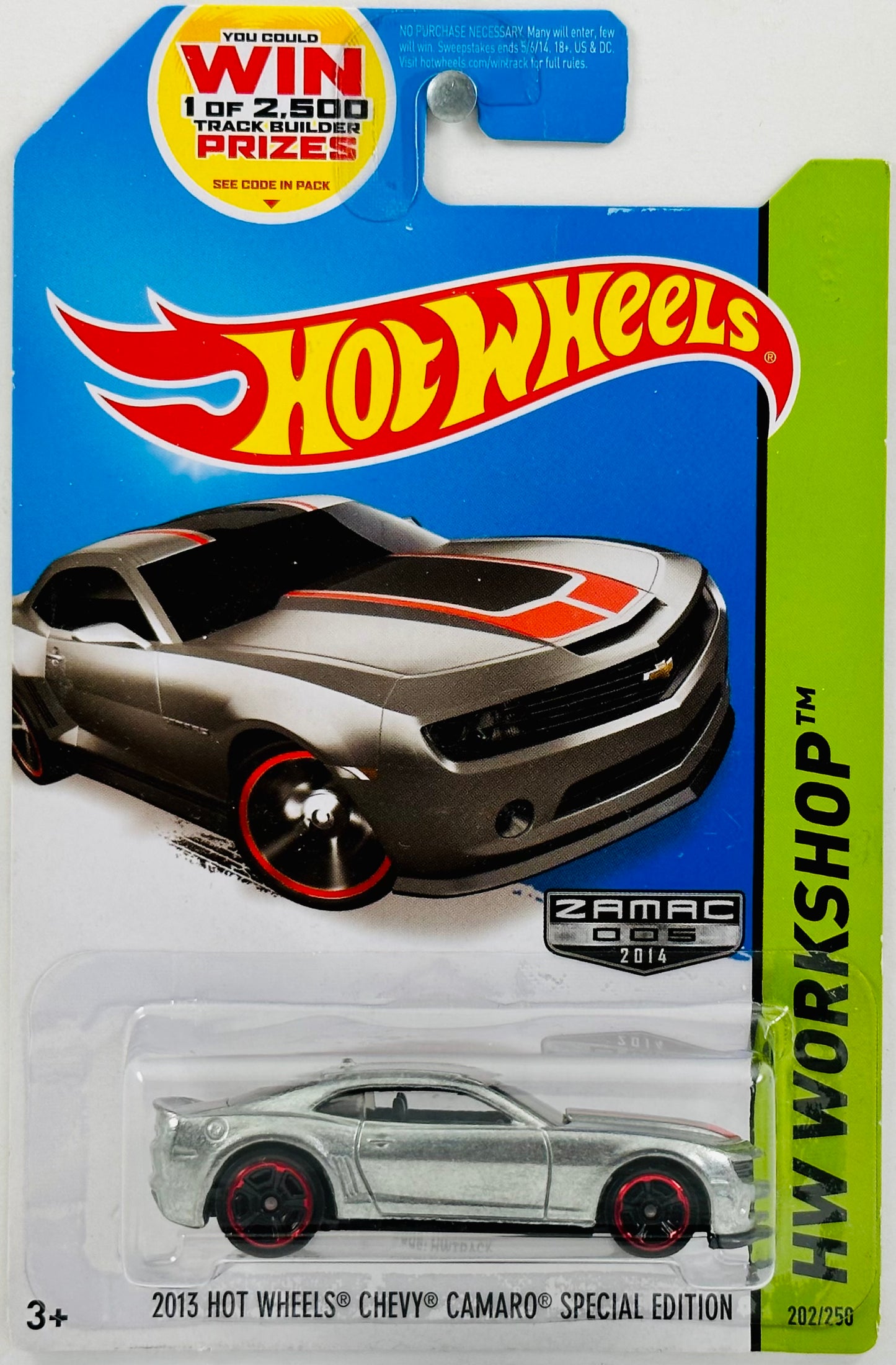 Hot Wheels 2014 - Collector # 202/250 - HW Workshop / HW Garage - Zamac 005 - 2013 Hot Wheels Chevy Camaro Special Edition - Walmart Exclusive - USA