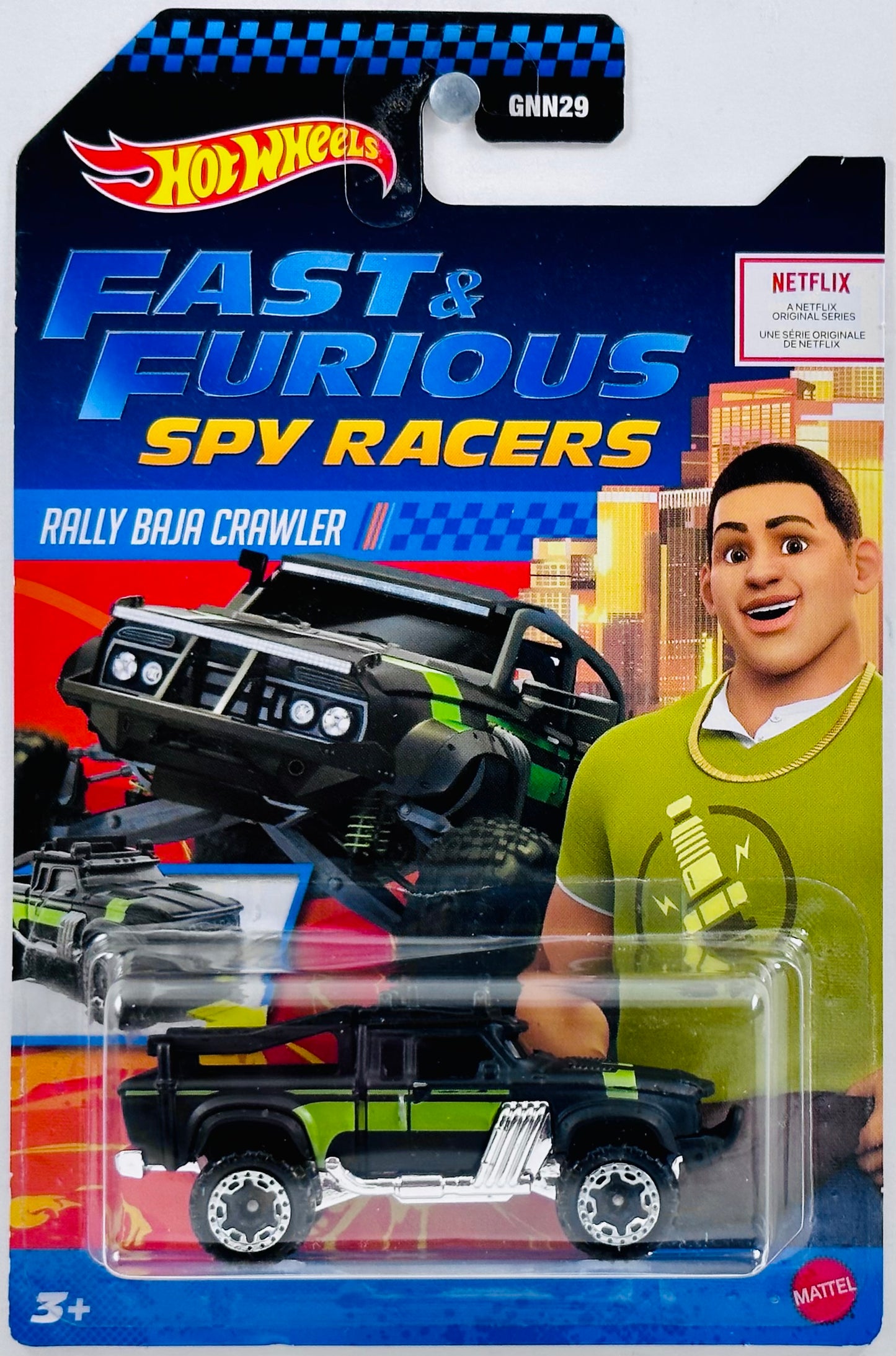 Hot Wheels 2020 - Theme Series / Fast & Furious Spy Racers - Rally Baja Crawler - Black - Green Stripes - Netflix Series