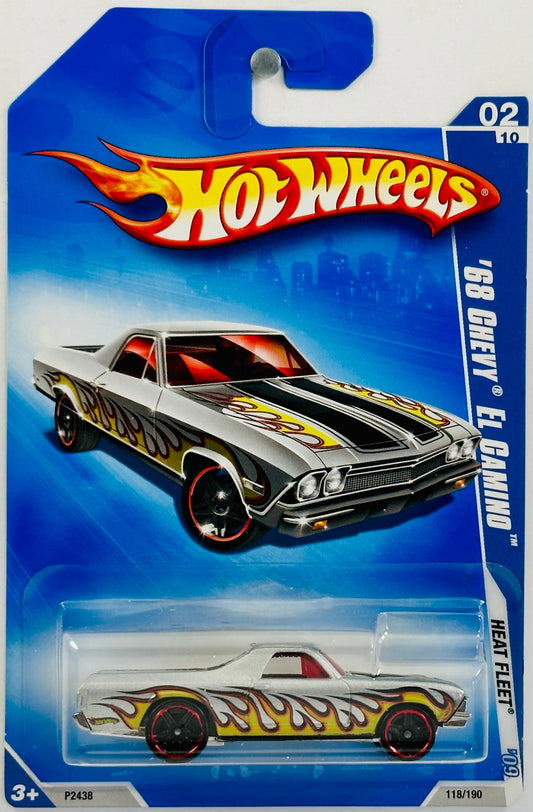 Hot Wheels 2009 - Collector # 118/190 - Heat Fleet 02/10 - '68 Chevy El Camino - Metallic Gray - Yellow Flames - USA