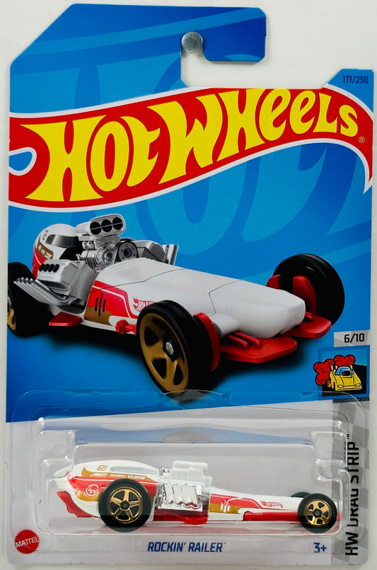 Hot Wheels 2023 - Collector # 171/250 - HW Drag Strip 06/10 - Rockin' Railer - White - Red & Gold Accents - Special Feature - IC