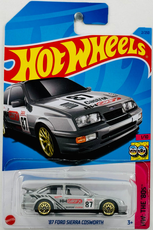 Hot Wheels 2023 - Collector # 002/250 - HW: The '80s 01/10 - '87 Ford Sierra Cosworth - Gray / #87 - IC