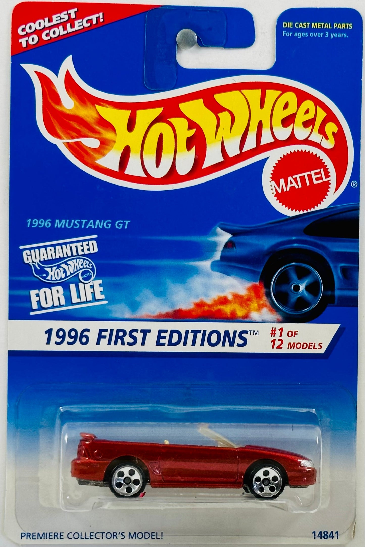 Hot Wheels 1996 - Collector # 378 - First Editions 1/12 - 1996 Mustang GT - Red - 5 Dot - Coolest to Collect / USA