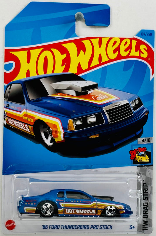 Hot Wheels 2023 - Collector # 107/250 - HW Drag Strip 4/10 - '86 Ford Thunderbird Pro Stock - Blue - IC