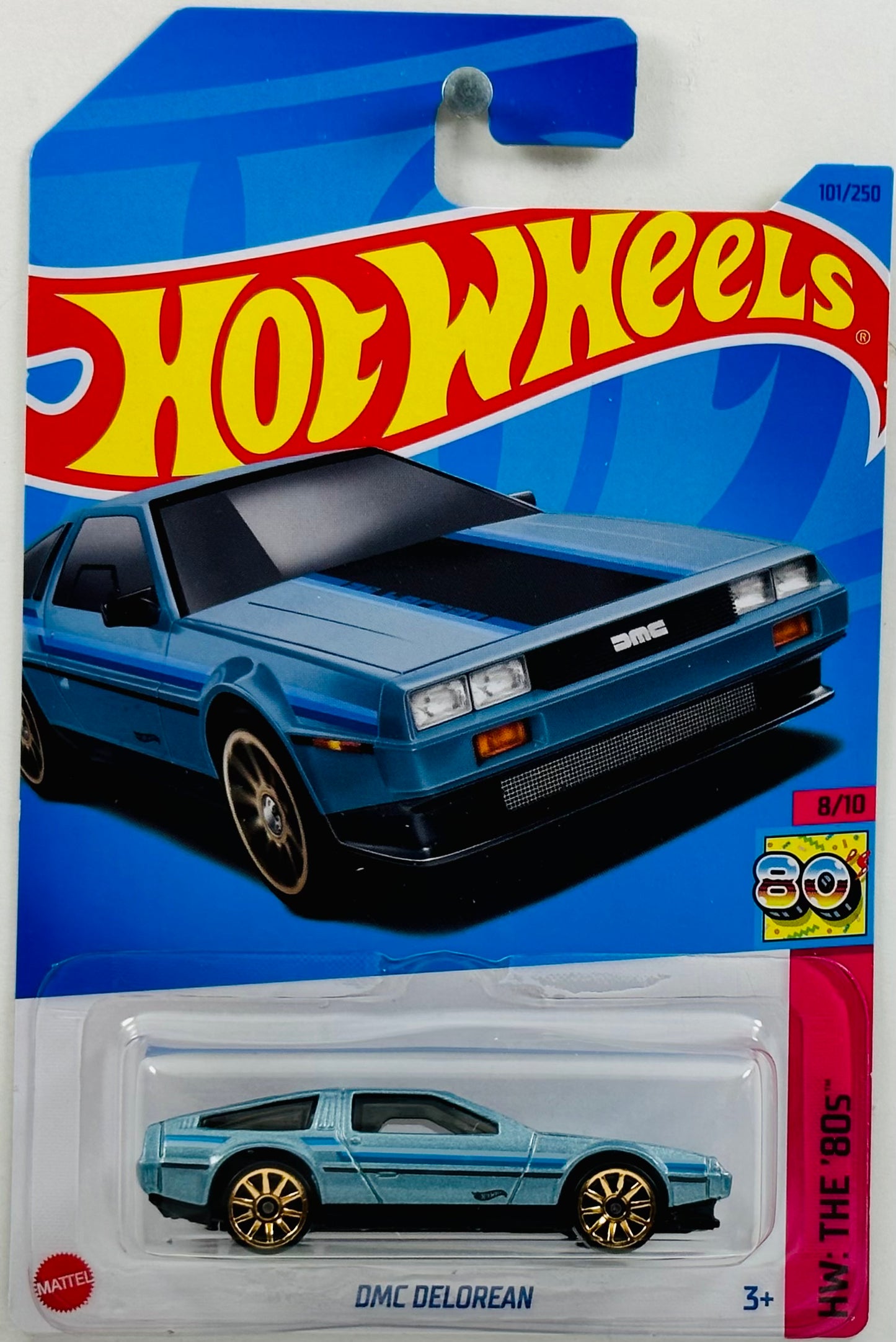 Hot Wheels 2023 - Collector # 101/250 - HW: The '80s 08/10 - DMC Delorean - Light Metallic Blue - IC