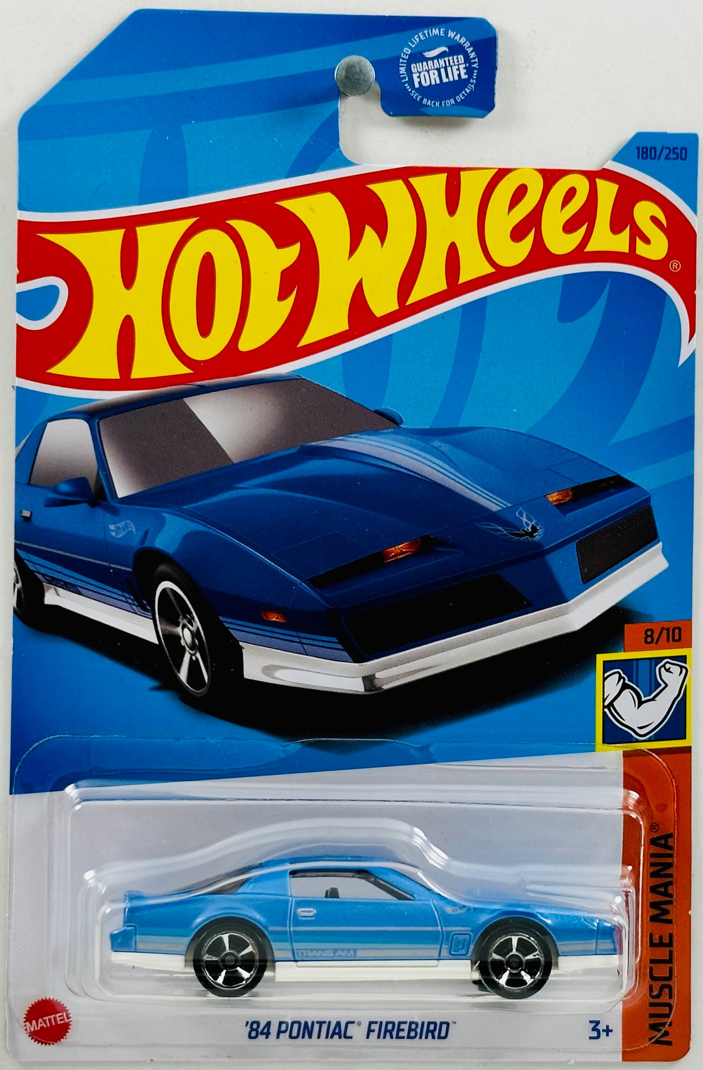 Hot Wheels 2023 - Collector # 180/250 - Muscle Mania 08/10 - '84 Pontiac Firebird - Blue - 'Trans Am' - USA