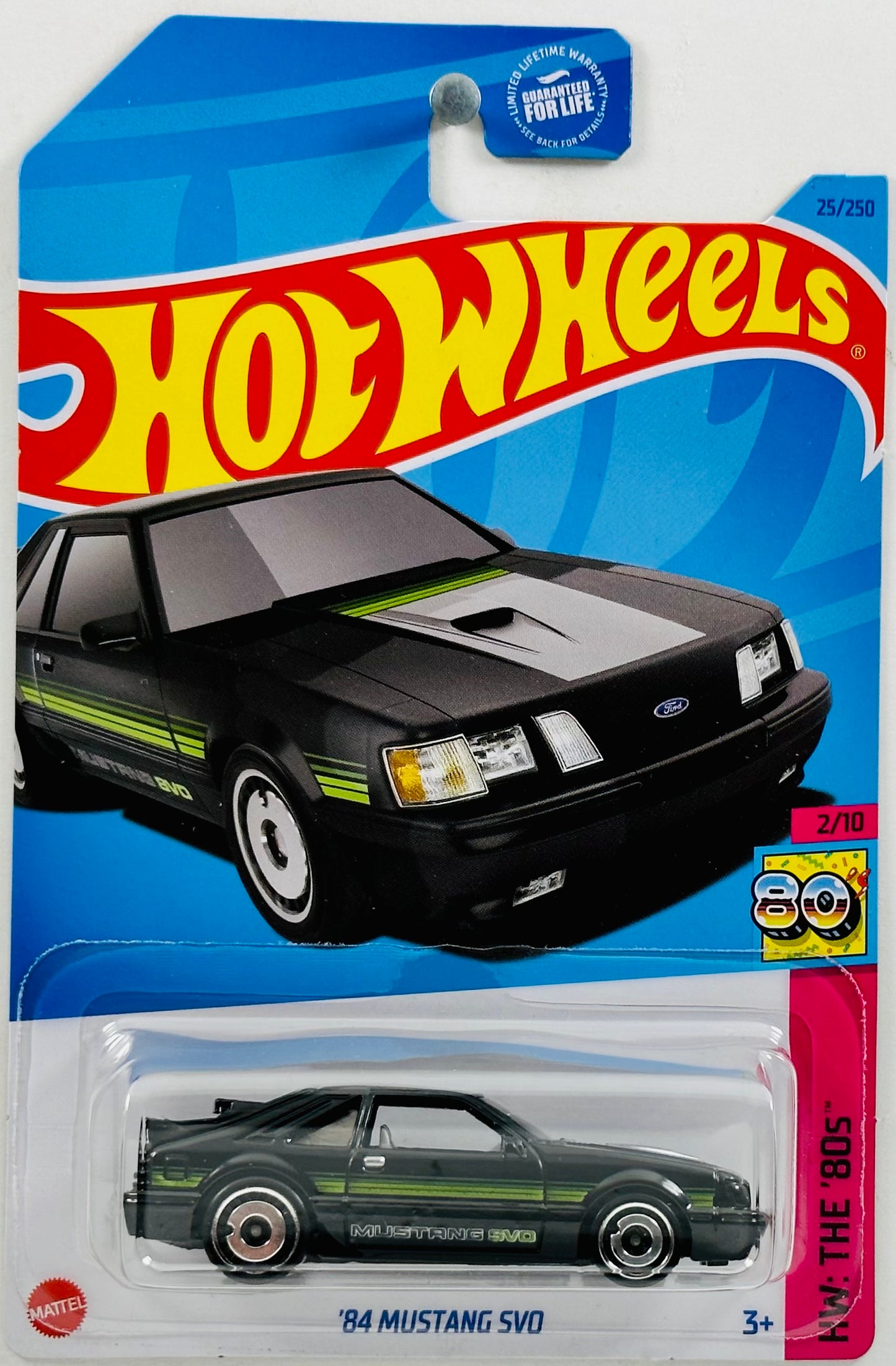 Hot Wheels 2023 - Collector # 025/250 - HW: The '80s 02/10 - '84 Mustang SVO - Black - AeroDisc Wheels - USA