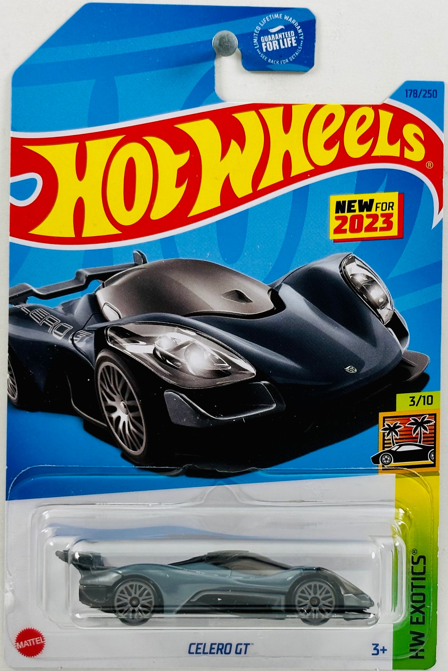 Hot Wheels 2023 - Collector # 178/250 - HW Exotics 03/10 - New Models - Celero GT - Gunmetal Gray - 'Celero GT' on Body - USA