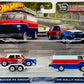 Hot Wheels 2023 - Premium / Car Culture / Team Transport # 55 - '70 Rover P6 Group 2, HW Rally Hauler & HW Rally Trailer - Red, White & Blue - Metal/Metal & Real Riders