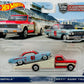 Hot Wheels 2023 - Premium / Car Culture / Team Transport # 54 - '61 Impala, & '72 Chevy Ramp Truck - Red & Powder Blue - Metal/Metal & Real Riders