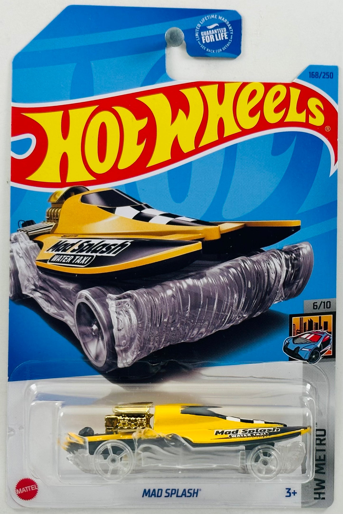 Hot Wheels 2023 - Collector # 168/250 - HW Metro 06/10 - Mad Splash - Yellow - 'Mad Water Splash Taxi' - USA