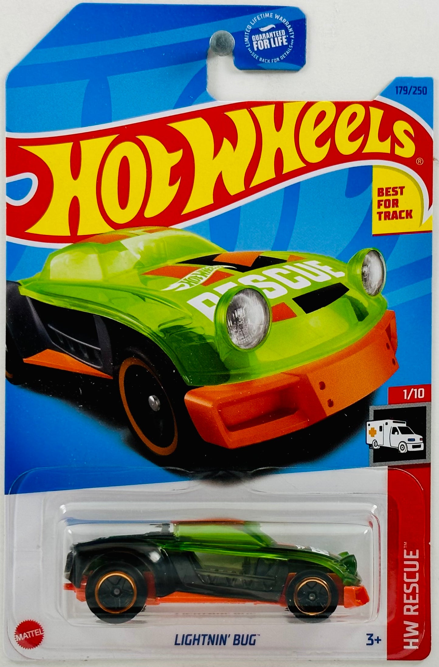 Hot Wheels 2023 - Collector # 179/250 - HW Rescue 01/10 - Lightnin' Bug - Clear Green - USA