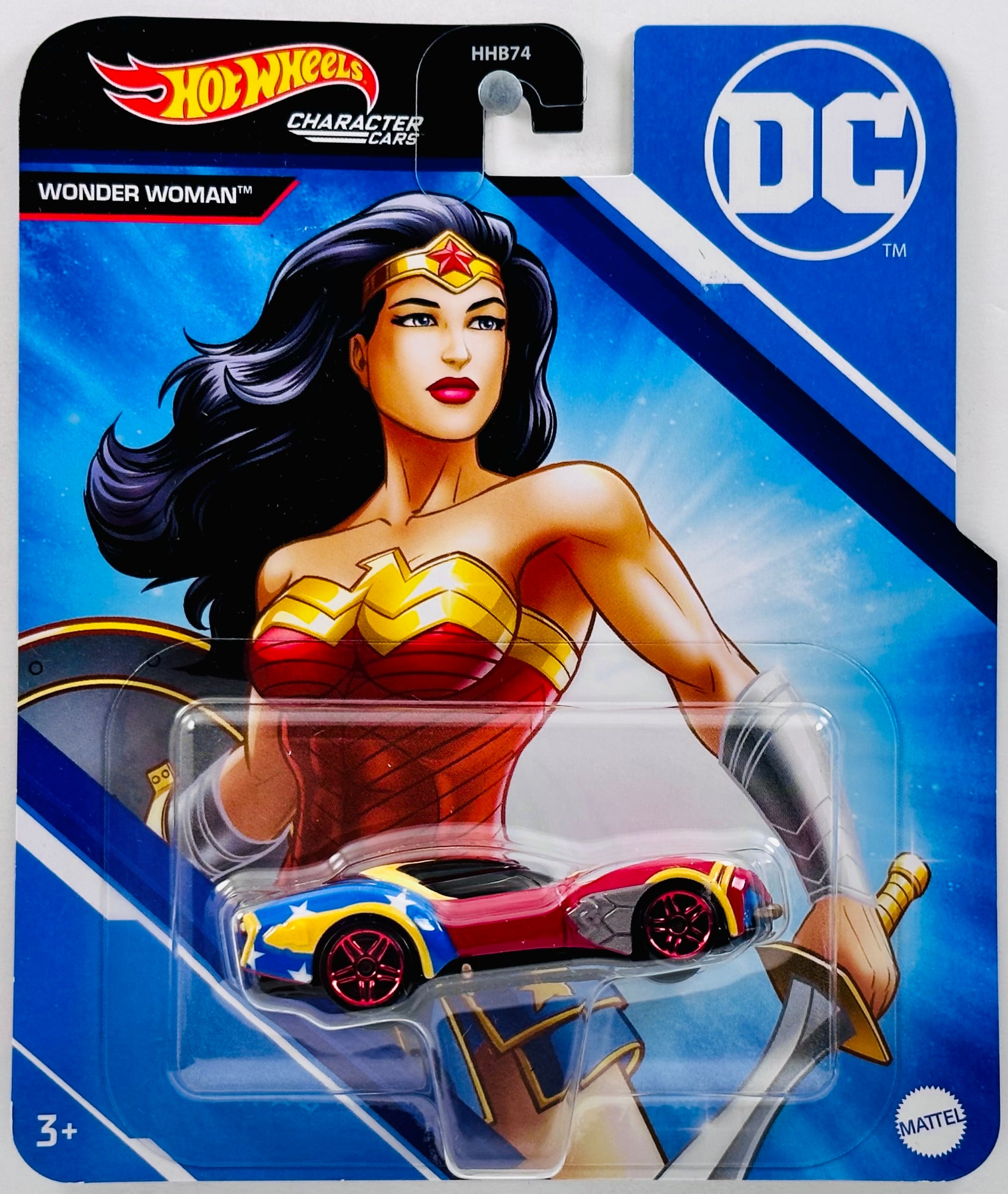 Hot Wheels 2023 Character Cars DC Comics Wonder Woman Red Blue Large Blister Card