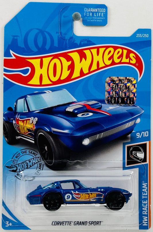 Hot Wheels 2019 - Collector # 233/250 - HW Race Team 9/10 - Corvette Grand Sport - Dark Blue - FSC