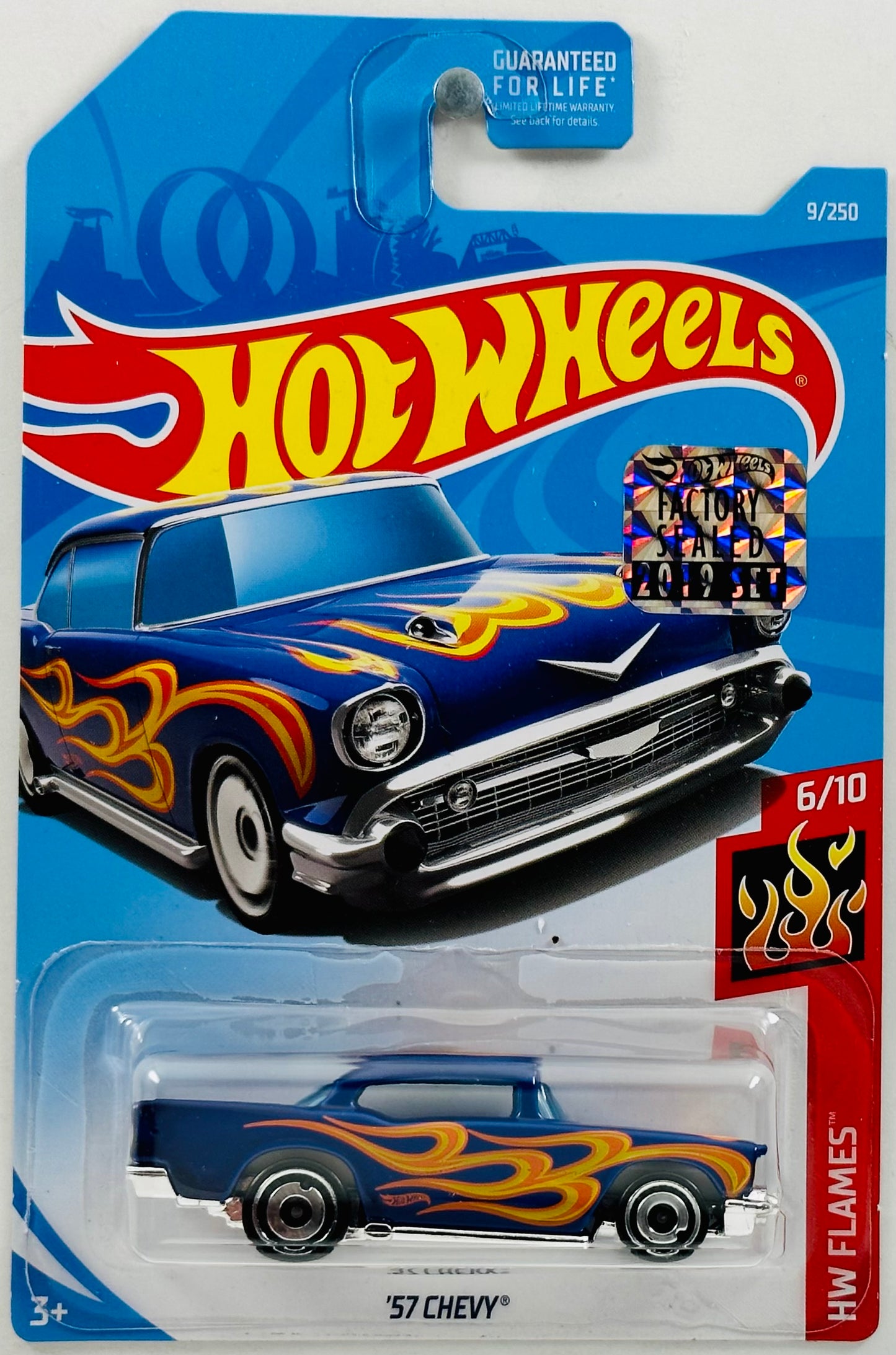 Hot Wheels 2019 - Collector # 009/250 - HW Flames 06/10 - '57 Chevy - Dark Blue - FSC