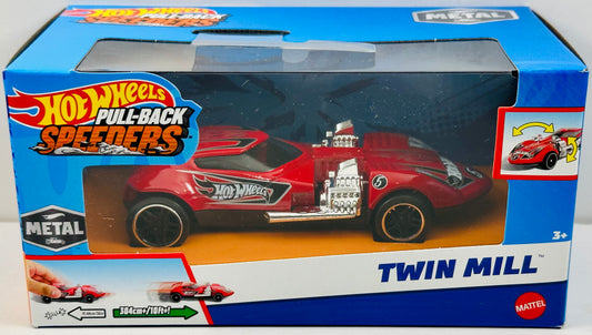 Hot Wheels 2023 - Pull-Back Speeders - Twin Mill - Red - '5' - Metal - Display Box