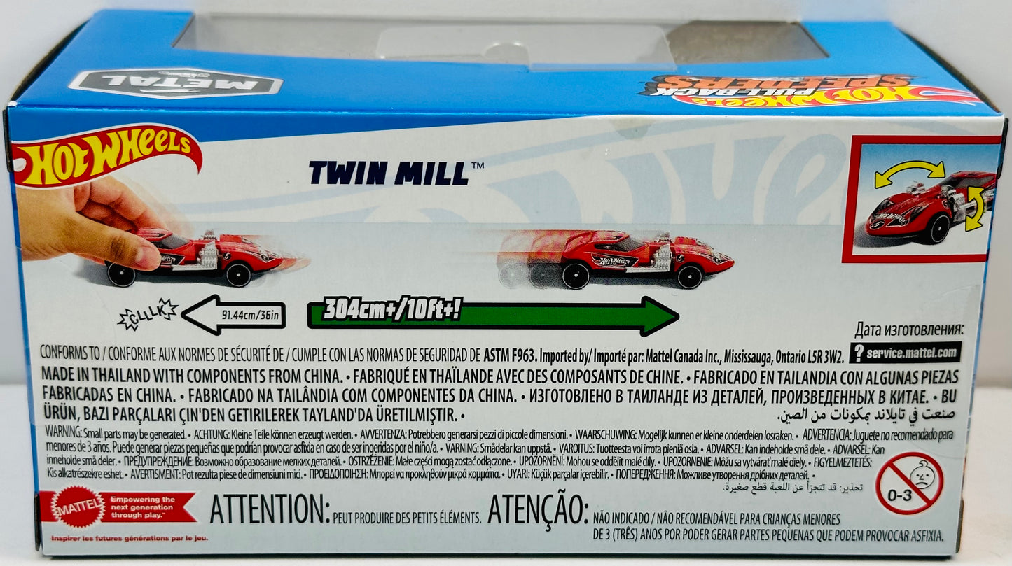 Hot Wheels 2023 - Pull-Back Speeders - Twin Mill - Red - '5' - Metal - Display Box