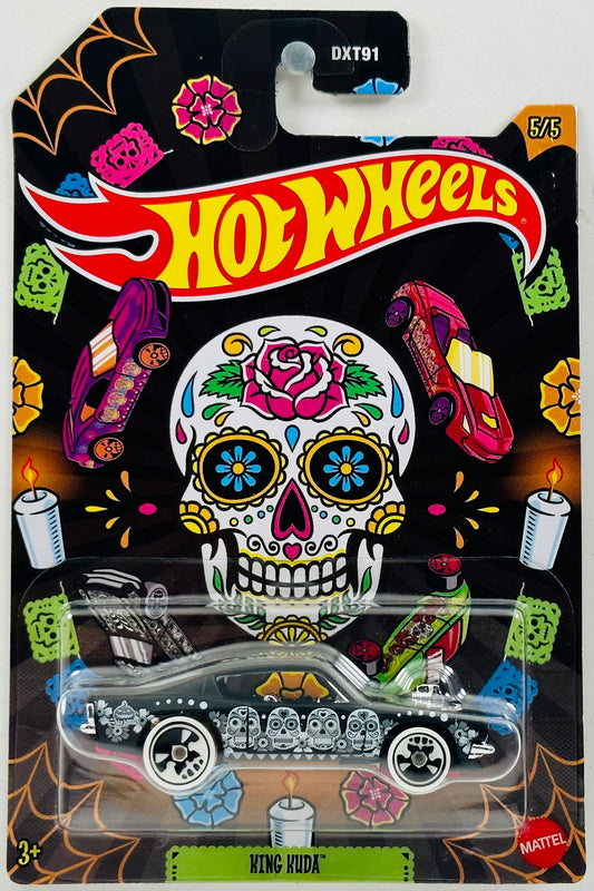 Hot Wheels 2023 - Halloween Series 05/05 - King Kuda - Matte Black - Día de Los Muertos (Day of the Dead) - Grocery Store Exclusive