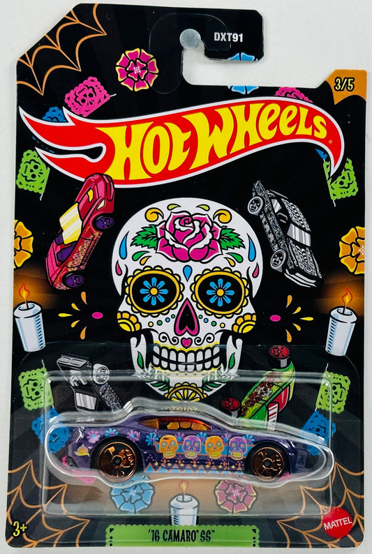 Hot Wheels 2023 - Halloween Series 03/05 - '16 Camaro SS - Metalflake Purple - Día de Los Muertos (Day of the Dead) - Grocery Store Exclusive