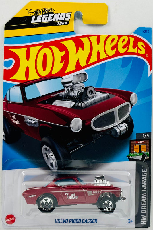 Hot Wheels 2023 - Collector # 001/250 - HW Dream Garage 01/05 - Volvo P1800 Gasser - Maroon - LT 'Winner!' - IC