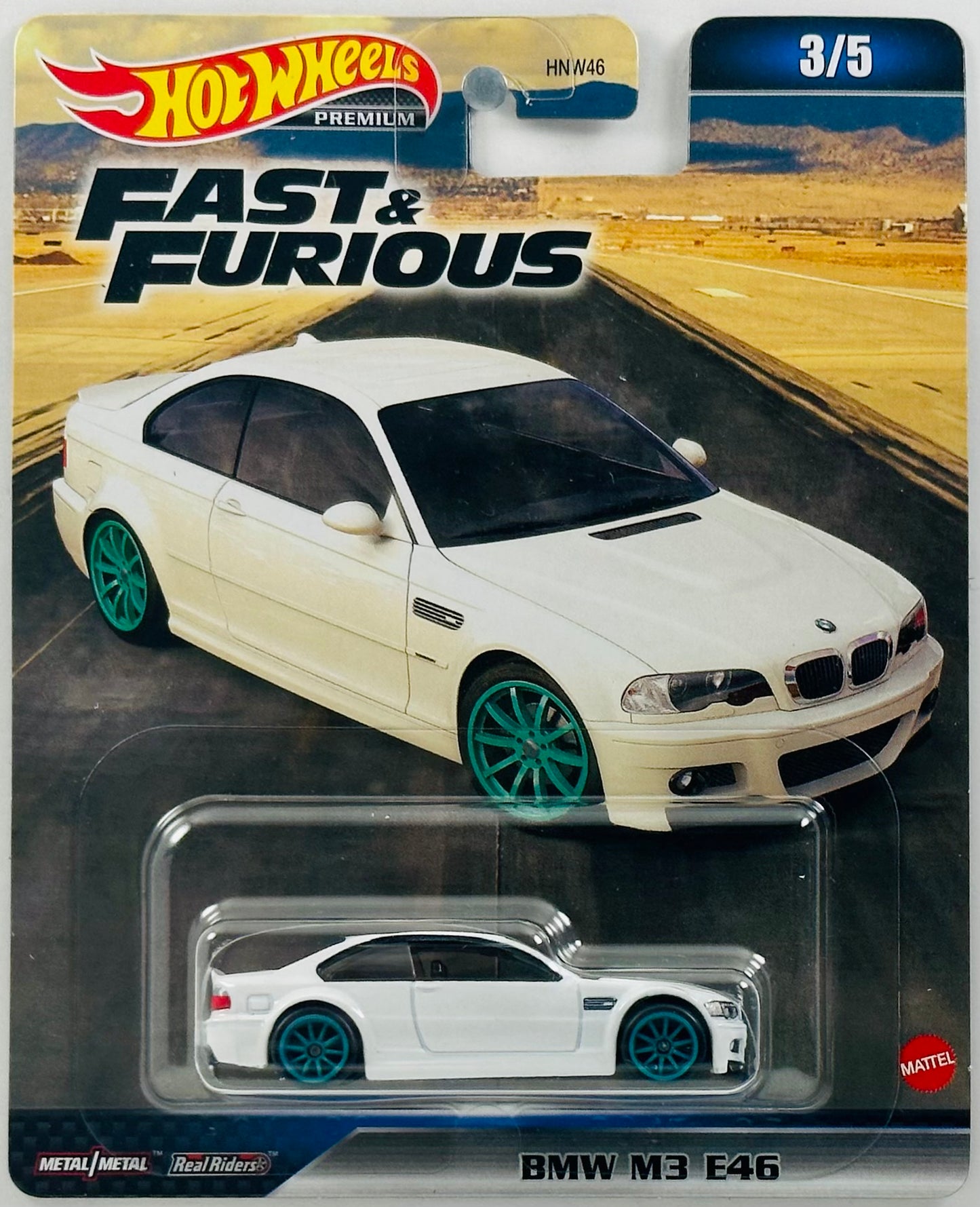 Hot Wheels 2023 - Premium / Fast & Furious # 03/05 - BMW M3 E46 - White - Furious 7 - Metal/Metal & Real Riders