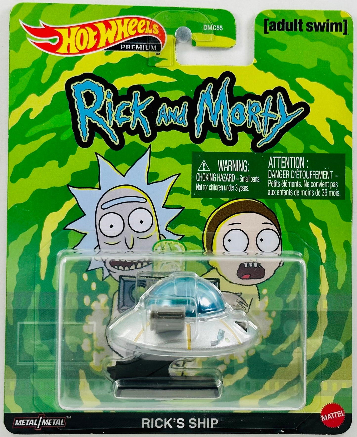 Hot Wheels 2023 - Premium / Replica Entertainment: Rick and Morty - Rick's Ship - Metallic Grey - Adult Swim - Metal/Metal