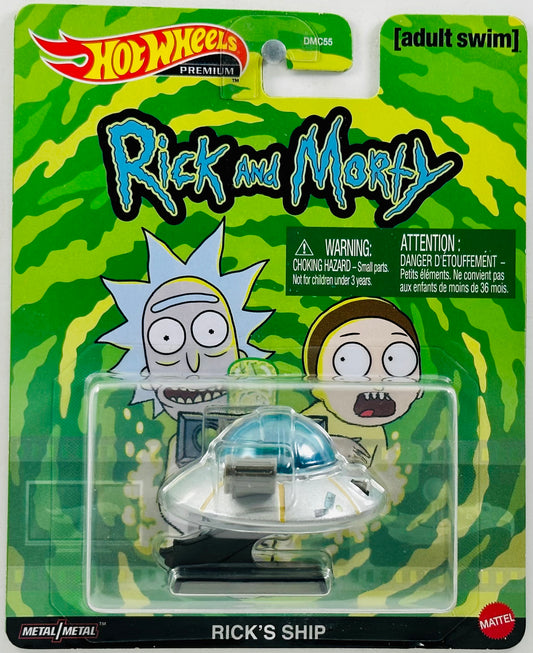 Hot Wheels 2023 - Premium / Replica Entertainment: Rick and Morty - Rick's Ship - Metallic Grey - Adult Swim - Metal/Metal