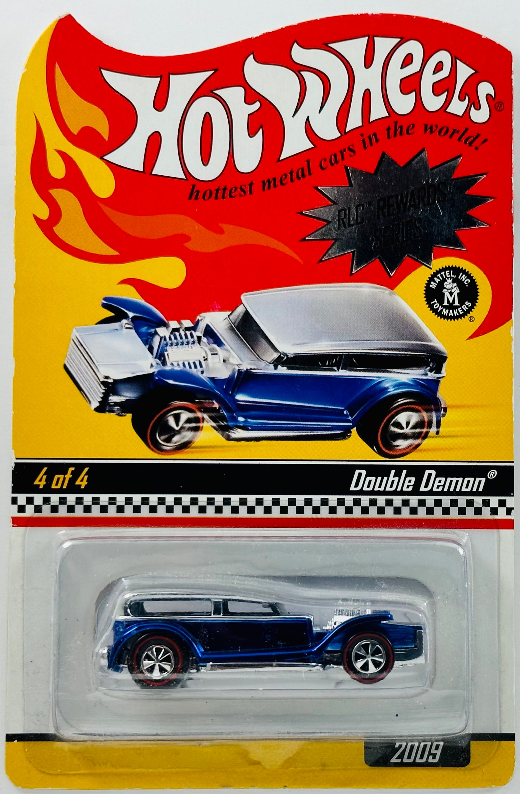 Hot Wheels 2009 - HWC / RLC Exclusive: Rewards # 4/4 - Double Demon -  Spectraflame Racing Team Blue - Chrome Rooftop - Metal/Metal - Limited to  5,132