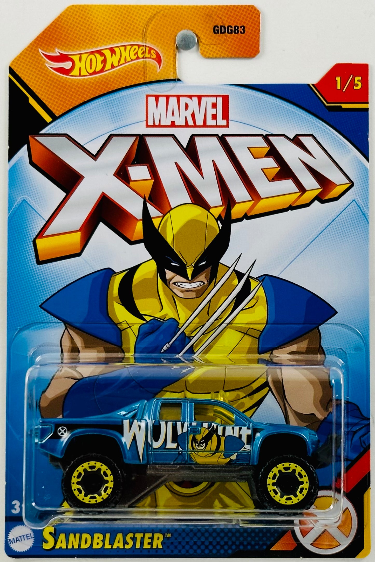 Hot Wheels 2023 - X-Men 01/05 - Sandblaster - Blue - Wolverine - Marvel - Walmart Exclusive