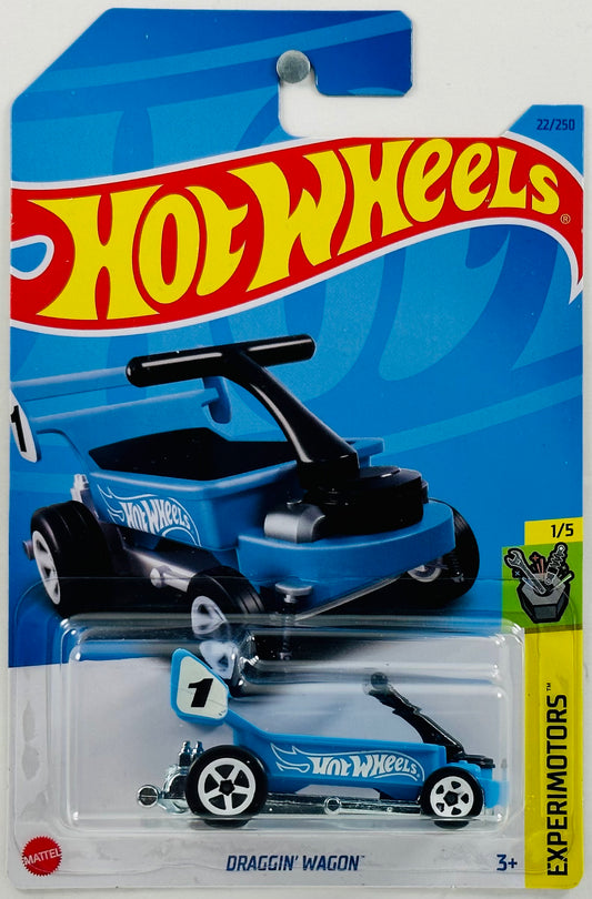 Hot Wheels 2023 - Collector # 022/250 - Experimotors 01/05 - Draggin' Wagon - Blue - "1" on Spoiler / Hot Wheels Graphics - IC