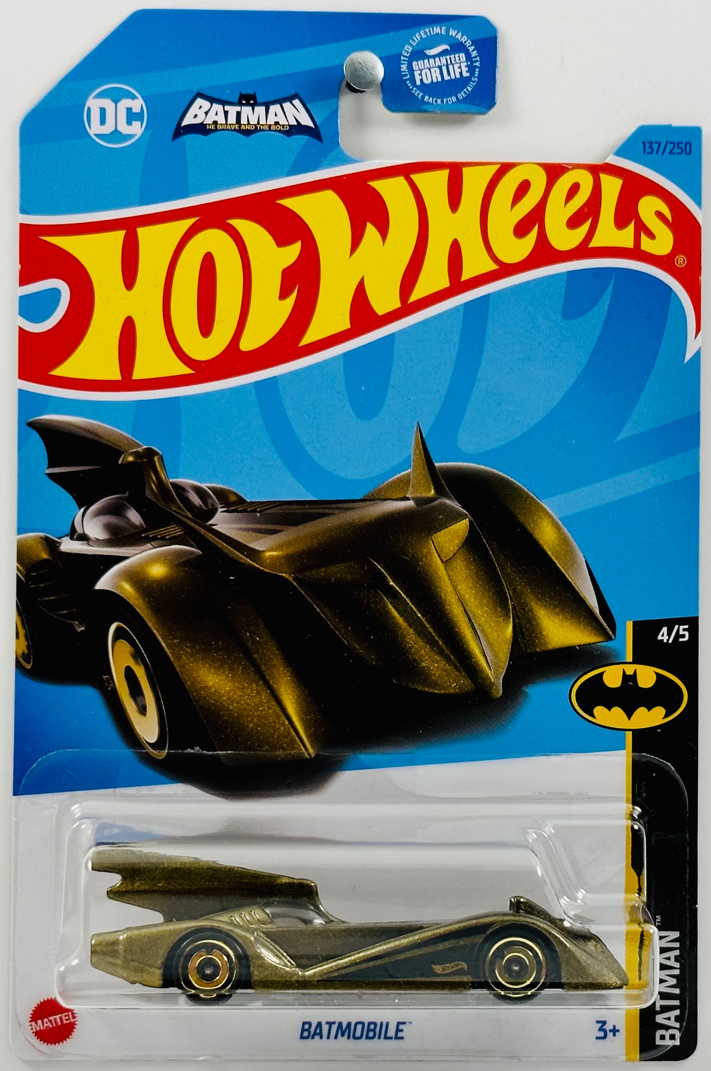 Hot Wheels 2023 - Collector # 137/250 - Batman 04/05 - Batmobile - Metalflake Bronze - Batman: The Brave and The Bold / DC Comics - USA