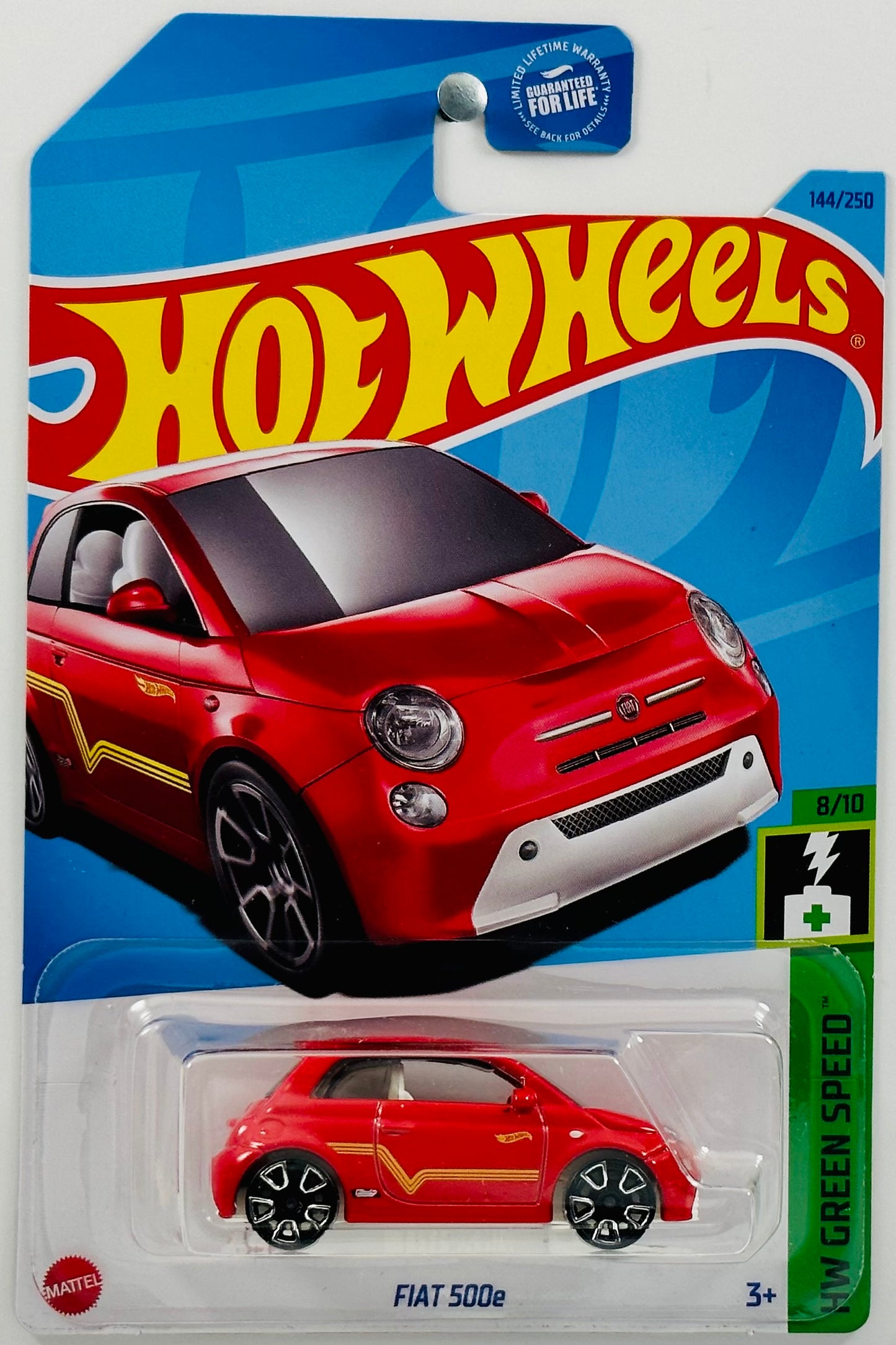 Hot Wheels 2023 - Collector # 144/250 - HW Green Speed 08/10 - Fiat 500e - Red - USA