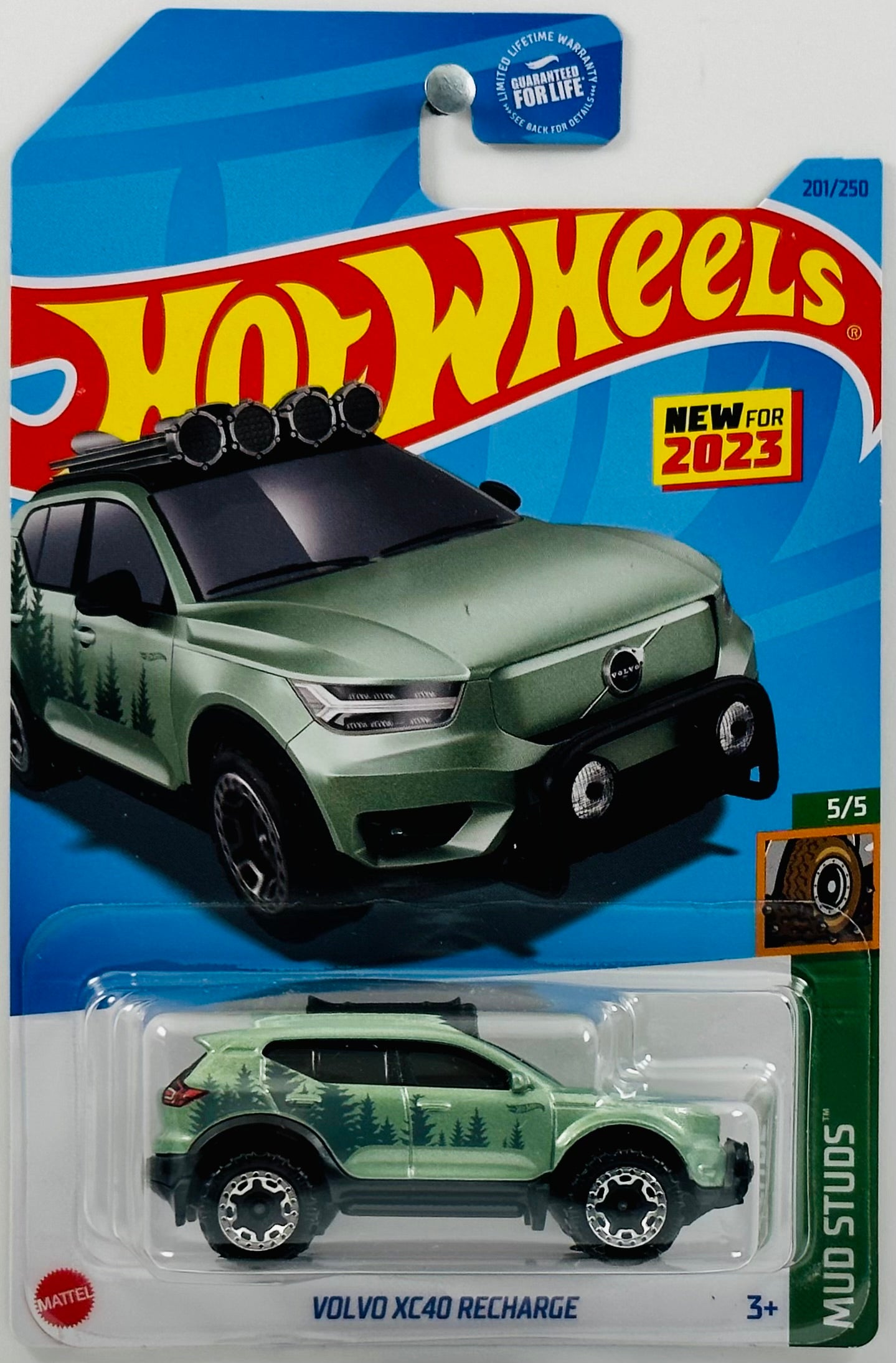 Hot Wheels 2023 - Collector # 201/250 - Mud Studs 05/05 - New Models - Volvo XC40 Recharge - Sage Green - USA